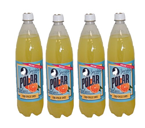 Orange Dry Soda by Polar Beverages 1 liter (33.8 fl oz) Bottles (4 Bottles) ...