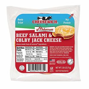 Cheesewich Halal Beef Salami and Colby Jack Cheese, 2.5 Ounce -- 64 per case.