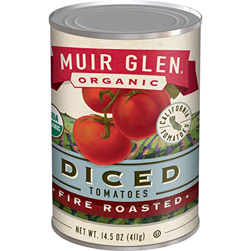 Muir Glen Canned Tomatoes, Organic Diced Tomates, Fire Roasted, No Sugar Added, 14.5 Ounce Can (Pack of 12)