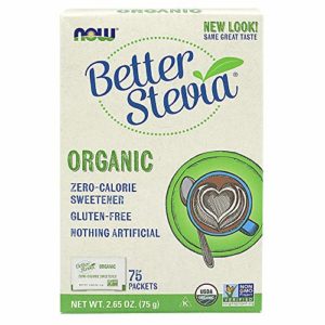 NOW Foods, Certified Organic Better Stevia, Zero-Calorie Sweetener, Gluten-Free, Certified Non-GMO, 75 Packets