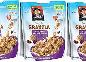 3 X Quaker Natural Granola Oats, Honey, Raisins and Almonds - Two 34.5oz Bags