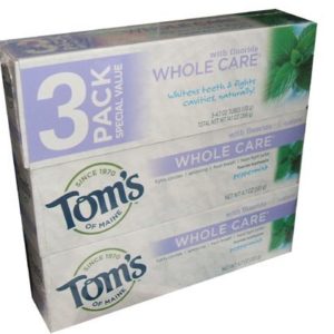 Tom's of Maine Whole Care Toothpaste With Flouride Peppermint Flavor 4.7 Ounce Tube (pack of 3)