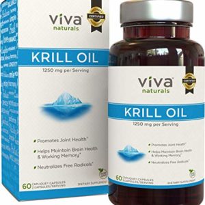 Viva Naturals Premium Antarctic Krill Oil - Omega 3 Supplement with EPA, DHA and Astaxanthin, 1250 mg/Serving, 60 Capsules