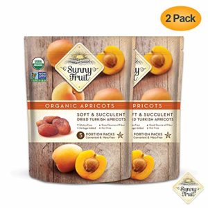 ORGANIC Turkish Dried Apricots - Sunny Fruit - (2 Bags) - (5) 1.76oz Portion Packs per Bag | Purely Apricots - NO Added Sugars, Sulfurs or Preservatives | NON-GMO, VEGAN, HALAL & KOSHER