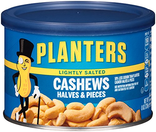 Planters Lightly Salted Cashew Halves & Pieces (8 oz Canisters, Pack of 4)