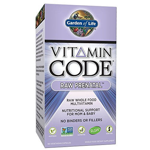 Garden of Life Vitamin Code Raw Prenatal Vegetarian Multivitamin Supplement with Folate, Iron, Probiotics & Ginger | Non-GMO, Dairy & Gluten Free, Best Whole Food Vitamin for Mom & Baby, 180 Capsules