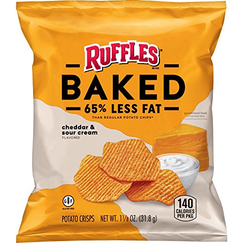 Ruffles Oven Baked Cheddar & Sour Cream Flavored Potato Crisps, 1.125 Ounce (Pack of 64)