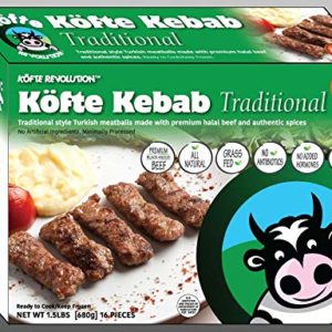 Halal, Premium Black Angus Beef, All Natural, Grass Feed KÖFTE KEBAB Traditional - 1.5 lbs, 16 pieces (Frozen)