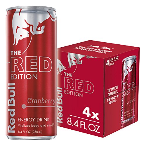 Red Bull Energy Drink, Cranberry, 4 Pack of 8.4 Fl Oz, Red Edition