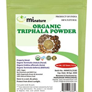 mi nature Organic USDA Certified Triphala Powder Powerfully Supports Healthy Digestion and Promotes Absorption. Balancing Formula for Detoxification, Pure, Natural (227g) - Resealable Zip Lock Pouch