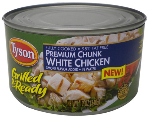 Tyson Foods Grilled and Ready, Premium Chunk White Chicken, 12-Ounce (Pack of 6)