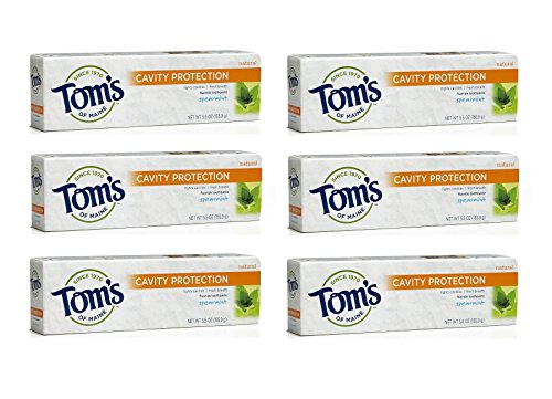 Tom's of Maine Anticavity Toothpaste, Spearmint, 5.5 Ounce (Pack of 6)
