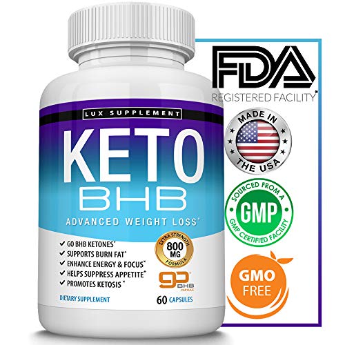 Keto Pills Advanced Weight Loss BHB Salt - Natural Ketosis Fat Burner Using Ketone & Ketogenic Diet, Boost Energy While Burning Fat, Fast & Effective Perfect for Men Women, 60 Capsules, Lux Supplement