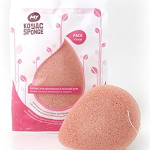 MY Konjac Sponge All Natural French Pink Clay Facial Sponge for Dehydrated or Fatigued Skin