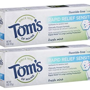 Tom's of Maine, Natural Rapid Relief Sensitive Toothpaste, Natural Toothpaste, Sensitive Toothpaste, Fresh Mint, 4 Ounce, 2-Pack