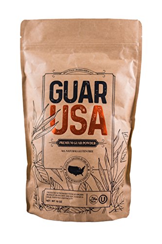 Guar Gum Powder 100% USA made!!! Food grade,100% Natural, Gluten Free & Vegan. Made from USA grown Guar Beans, Kosher & Halal certified. Perfect for baking, cooking & Ice cream making. (16 OZ)
