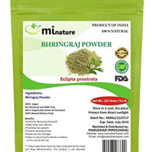 mi nature Bhringaraj powder Eclipta Prostrata, leaf powder / 100% Pure, Natural and Organic / (227g / (1/2 lb) / 8 ounces) - Resealable Zip Lock Pouch