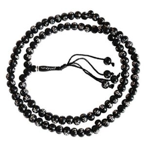 10 MM Black Plastic Tasbih with Silver Allah Muhammad Beads - Muslim Prayer Beads Rosary