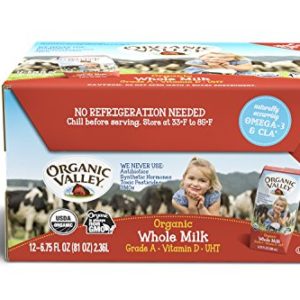 Organic Valley, Whole Milk Boxes, Shelf Stable Milk, Healthy Snacks, 6.75oz (Pack of 12)