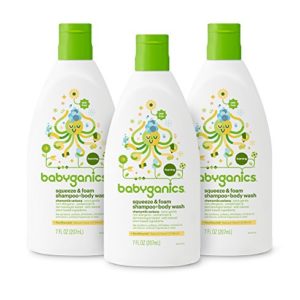 Babyganics Baby Shampoo with Squeeze Foamer Body Wash, Chamomile Verbena, 7 Ounce (Pack of 3)