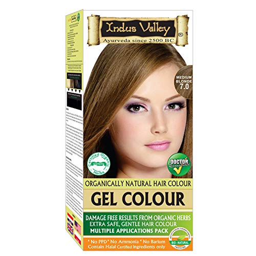 Indus Valley Permanent Gel Hair Color Medium Blonde 7.0 (Upto 4 Applications) with Orange Aroma