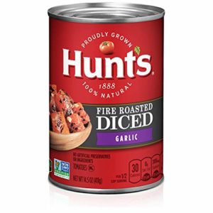 Hunt's Fire Roasted Diced Tomatoes with Garlic, perfect for chili recipes, 14.5 oz