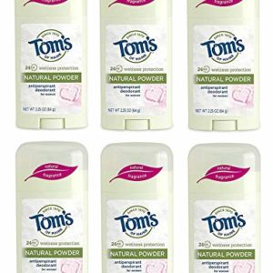 Tom's of Maine Natural Women's Stick Antiperspirant Deodorant, Powder, 2.25 Ounce (Pack of 6)