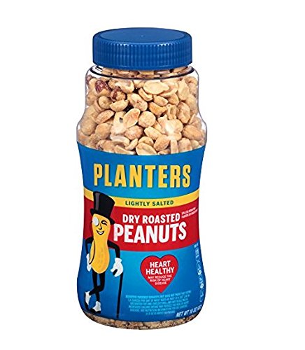 Planters Peanuts, Dry Roasted & Lightly Salted, 16 Ounce Jar (Pack of 4)