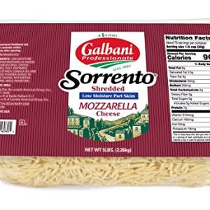 Galbani Low Moisture Part Skim Mozzarella Cheese Shreds 5 lb, Pack of 6