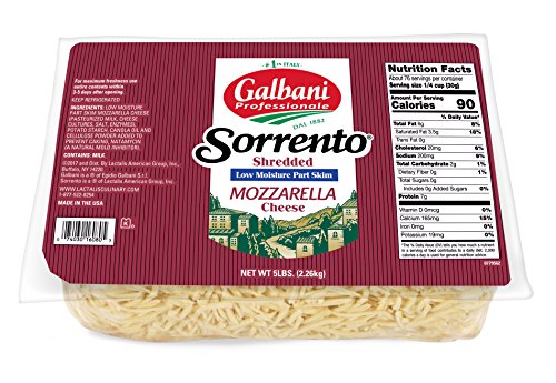 Galbani Low Moisture Part Skim Mozzarella Cheese Shreds 5 lb, Pack of 6
