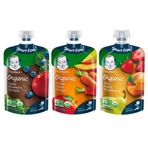 Gerber Organic 2nd Foods Baby Food, Fruit & Veggie Variety Pack, 3.5 Ounces Each, 18 Count