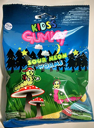 Kidss Halal Gummy (Sour Neon Worms) - Pack of Three