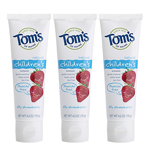Tom's of Maine Fluoride-Free Children's Toothpaste, Kids Toothpaste, Natural Toothpaste, Silly Strawberry, 4.2 Ounce, 3-Pack