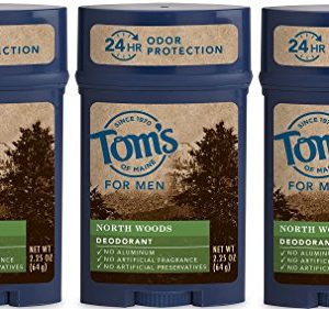 Tom's of Maine 24-Hour Men's Long Lasting Natural Deodorant Multi Pack, Deodorant for Men, Natural Deodorant, North Woods, 2.25 Ounce, 3-Pack