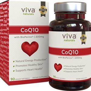 Viva Naturals CoQ10 200mg, 90 Vegetarian Softgels - Enhanced with BioPerine® for Increased Absorption