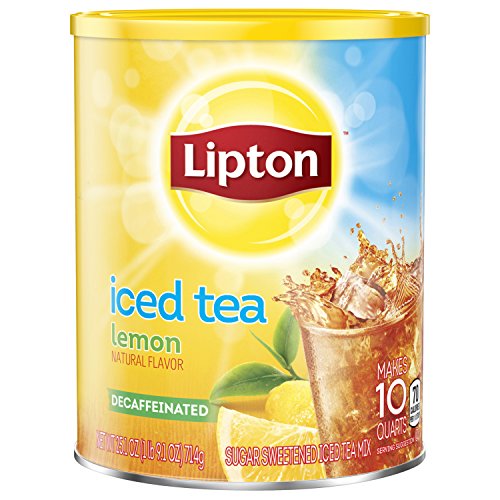 Lipton Black Iced Tea Mix Decaf Lemon Sweetened 10 qt, pack of 6