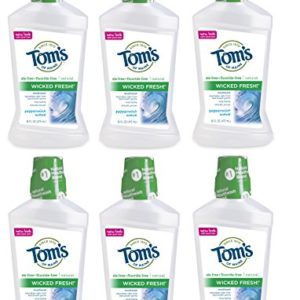 Tom's of Maine Natural Wicked Fresh! Mouth Wash Bottle, Peppermint Wave, 16 Ounce, Pack of 6