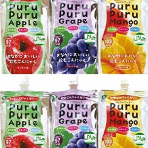 Yamakichi HALAL Purupuru Konjac Jelly Drink Variety Pack: 2 ea. Apple, Grape, Mango 4.6 Ounce (Pack of 6)