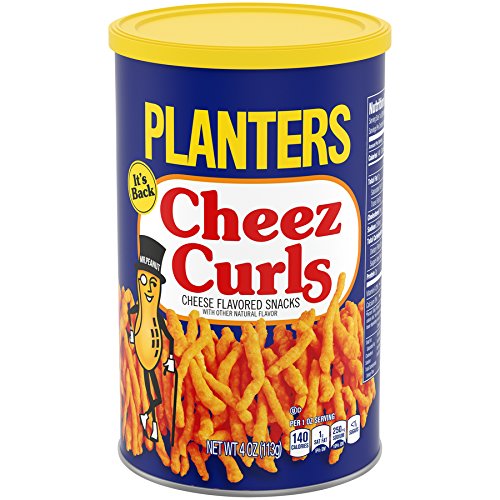 Planters Snack Puffs Cheese Curls (4 oz Canisters, Pack of 12)