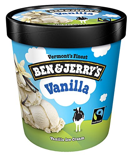 Ben & Jerry's - Vermont's Finest Ice Cream, Non-GMO - Fairtrade - Cage-Free Eggs - Caring Dairy - Responsibly Sourced Packaging, Vanilla, Pint (4 Count)