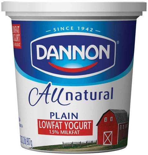 Dannon All Natural Quart Plain Lowfat Yogurt, 32 Ounce -- 6 per case.