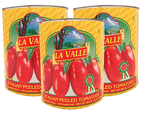 La Valle, Italian Peeled Tomatoes in Tomato Puree with Basil Leaf, Imported from Italy, 28 oz (Pack of 3)