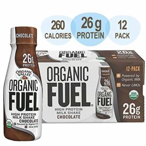Organic Valley Chocolate Milk Protein Shake, Healthy Snacks for Post Workout Recovery, Organic Fuel High Protein 26g, 11oz (Pack of 12)