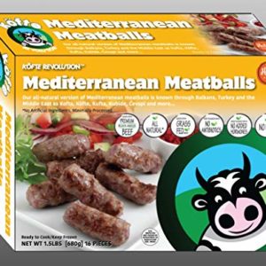 Halal, Premium Black Angus Beef, All Natural, Grass Feed Mediterranean Meatballs - 1.5 lbs, 16 pieces (Frozen)