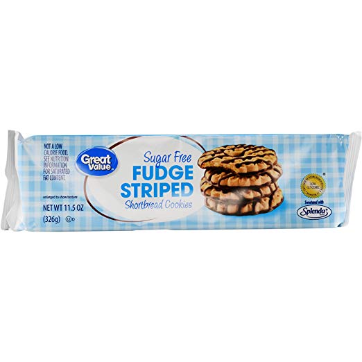 Great Value Sugar Free Fudge Striped Shortbread Cookies, 11.5 oz