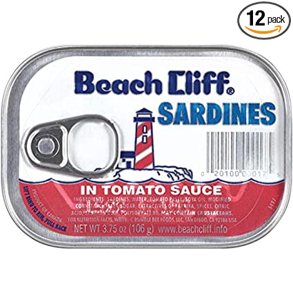 Beach Cliff Sardines In Tomato Sauce, 3.75 Ounce Cans, 18 Count