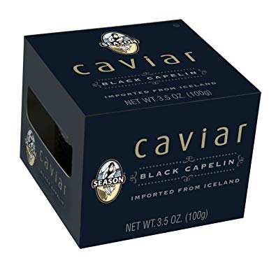 Season Black Capelin Caviar from Iceland, 3.5-Ounce Glass Jars (Pack of 4)
