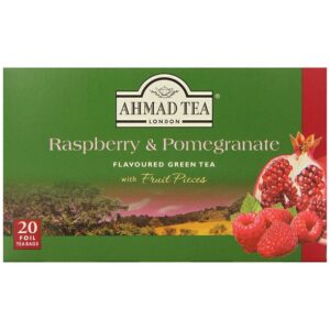 Ahmad Tea Foil-Enveloped Teabags Green Tea, Raspberry and Pomegranate, 20 Count (Pack of 6)