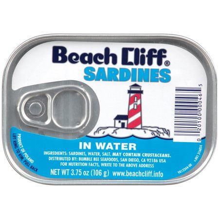 BEACH CLIFF Sardines in Water, Wild Caught, High Protein Food, Keto Food and Snacks, Gluten Free Food, High Protein Snacks, Canned Food, Bulk Sardines, 3.75 Ounce Cans
