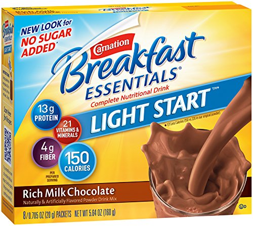 Carnation Breakfast Essentials Light Start Powder Drink Mix, Rich Milk Chocolate, 8 Packets (Pack of 8 Boxes)
